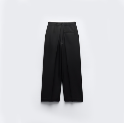 Double Waistband Wide-Leg Trousers