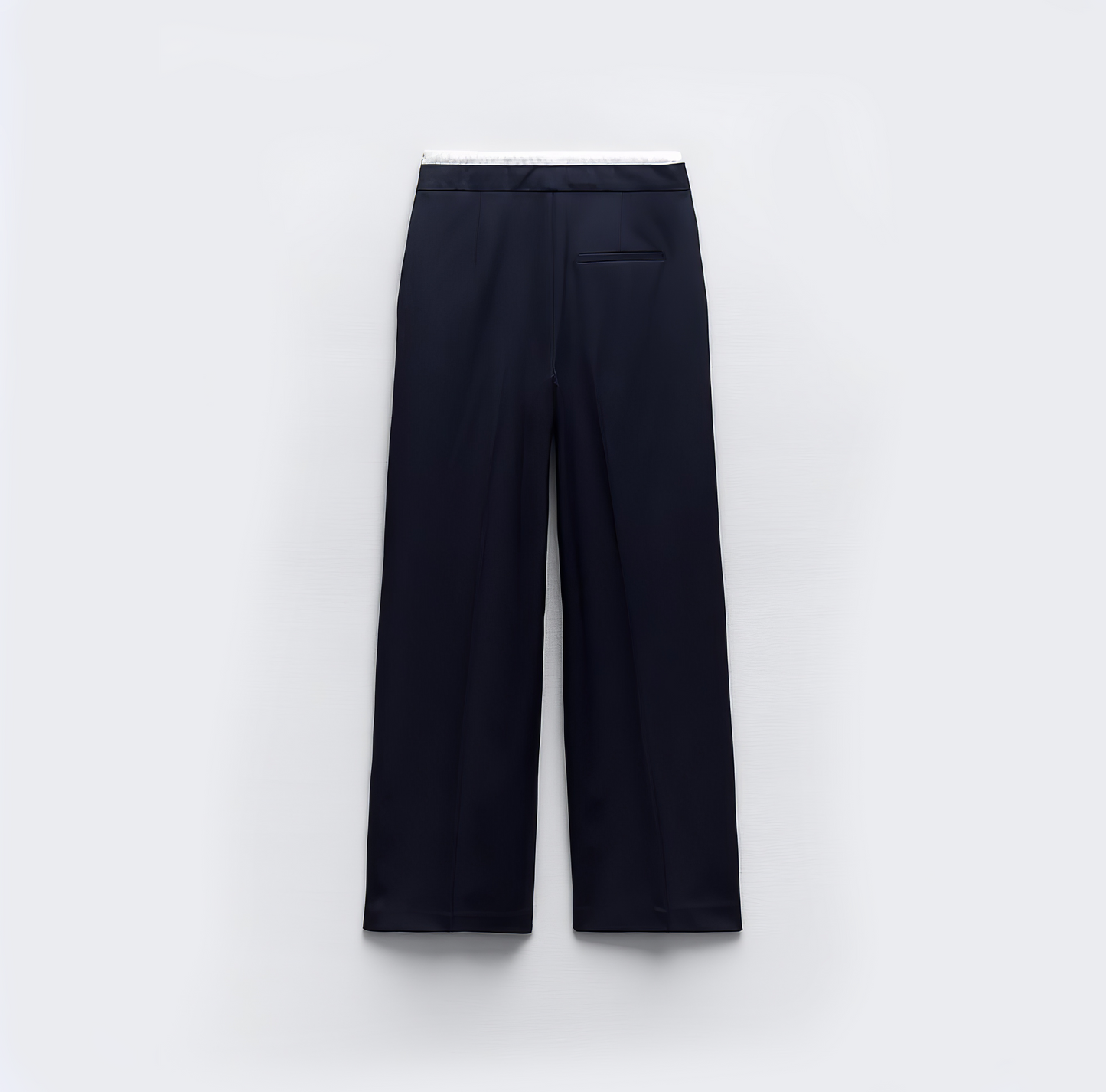 Double Waistband Wide-Leg Trousers